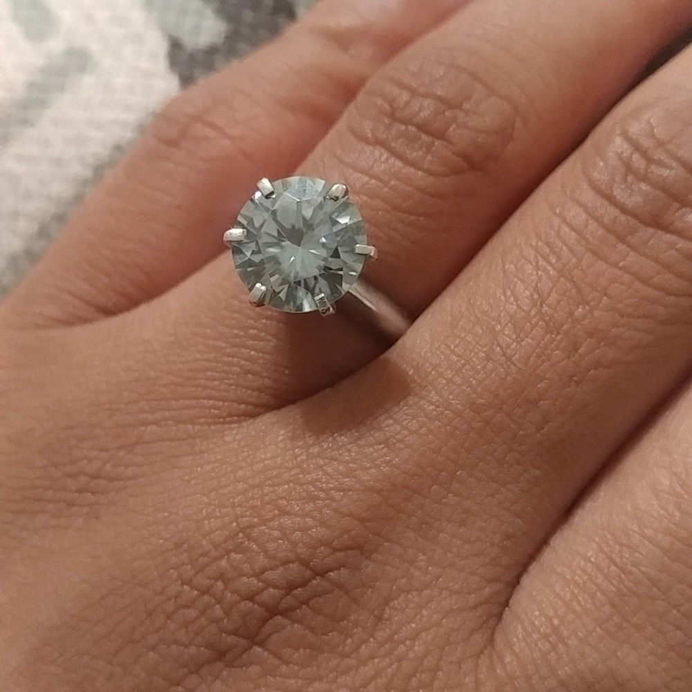 3ct round Blue Moissanite engagement ring